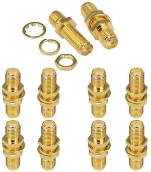 KEHIPI SMA Socket Connector SMA Female Bulkhead Connector SMA Panel Chassis Mount Connector SMA Female to Female Barrel Adapter Antenna Jack Adapter for Wireless LAN Device Coax Cable,etc Pack of 10