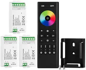 KEHIPI 2.4GHz Wireless RF Remote RC03RFB &3PCS C04RF Tuya Controller Kit 4 Zones Group Control 5050SMD FCOB COB PWM RGBW (+ R G B W) 5pin LED Strip DC5V DC12V DC24V