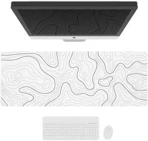 Large Gaming Mouse Pad with Stitched Edges, Minimalist Topographic Map Desk Mat, Extended XL Mousepad with Anti-Slip Base, Cool Desk Pad for Keyboard and Mouse, 35.4 x 15.7 in, White Large Gaming Mouse Pad with Stitched Edges, Minimalist Topographic Map Desk Mat, Extended XL Mousepad with Anti-Slip Base, Cool Desk Pad for Keyboard and Mouse, 35.4 x 15.7 in, White