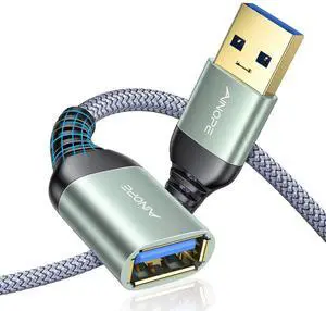 KEHIPI 2 Pack USB Extensions Cable High Speed USB 3.0 Extension Cord Type A Male to Female Sturdy Braided Material Fast Data Transfer Compatible with USB Keyboard,Mouse,Flash Drive,Grey,3.3FT+6.6FT