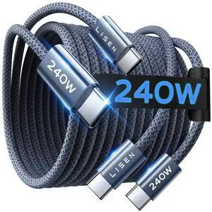 KEHIPI 240W USB C to USB C Cable Fast Charging for iPhone 17 Pro Max Charging Cable [6.6ft, 2-Pack] C Chargers Fast Charging USB-C Cables Type C Cord for iPhone 16 15 Samsung S25 iPad MacBook Pro M5