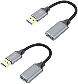 KEHIPI Short USB Extension Cable 6 inch 2 Pack, USB A 3.0 Extender Male to Female Cord Braided Compatible with Flash Drive, Printer, Camera, Mouse, Keyboard, Headset, Phone