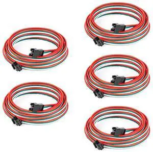 KEHIPI 5 pcs/Pack 20AWG 3 Pin JST SM Male Female Plug LED Connector 4.92ft(1.5m) Extension Cable for WS2812B WS2811 WS2814 SK6812 FCOB RGB CCT LED Strip Lights Without Soldering Controller Wire KEHIPI 5 pcs/Pack 20AWG 3 Pin JST SM Male Female Plug LED Connector 4.92ft(1.5m) Extension Cable for WS2812B WS2811 WS2814 SK6812 FCOB RGB CCT LED Strip Lights Without Soldering Controller Wire