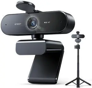 KEHIPI NOVA 4K Webcam with Tripod - 4K UHD, PDAF Autofocus, Adjustable Heights with 360° Swivel Head, 2 Noise-Cancelling Mics, USB Plug&Play, Privacy Cover, Ideal for Online Meetings&Live Streaming