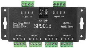 KEHIPI SP901E WS2812B WS2811 SPI Signal Amplifier Repeater for WS2813 SK6812 WS2815 WS2801 SK9822 etc All The RGB Addressable Strip Light and Dream Color Programmable LED Matrix Panel