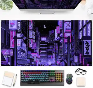 KEHIPI Tokyo Street Desk Pad Purple, Cute Retro Large Gaming Mouse Pad, Japanese Anime Laptop Keyboard Mouse Mat XXL, Aesthetic Neon Pixel Skyline/City Desk Mat, Desk Decor Pads for Women 31.5"x15.75" KEHIPI Tokyo Street Desk Pad Purple, Cute Retro Large Gaming Mouse Pad, Japanese Anime Laptop Keyboard Mouse Mat XXL, Aesthetic Neon Pixel Skyline/City Desk Mat, Desk Decor Pads for Women 31.5"x15.75"