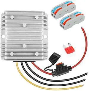 KEHIPI 10A 120W DC 36V/48V to 12V Voltage Converter with Fuse Step Down Regulator Buck Reducer Power Converter Waterproof Transformer for Golf Cart