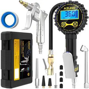 KEHIPI Tire Pressure Gauge, 3-in-1 Digital Tire Inflator with Air Blow Gun, 200PSI for Car Truck Motorcycle, with LED Screen, 4 Units for Air Compressor (1/4" NPT)