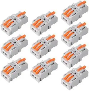 KEHIPI  10PCS Mini Electrical Wire Connectors,1 in 2 Out DIY Mini Splicing Electrical Connectors Kit for Quick Wiring 24-12 AWG