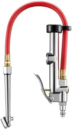 KEHIPI 25.6'' Heavy-Duty Tire Pressure Gauge with Inflator, Dual Head Chuck ANSI B40.1 Accurate Tire Inflator with Pressure Gauge, 10-120PSI, Compatible with 1/4" NPT Air Compressor