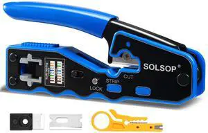 KEHIPI RJ45 Crimp Tool Pass Through Crimper Cat5e Cat5 CAT6 Crimping Tool