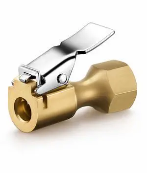 KEHIPI 1 Pack Air Chuck, Heavy Duty Closed Flow Lock On Tire Chuck with Clip for Inflator Gauge Compressor Accessories, Yellow KEHIPI 1 Pack Air Chuck, Heavy Duty Closed Flow Lock On Tire Chuck with Clip for Inflator Gauge Compressor Accessories, Yellow