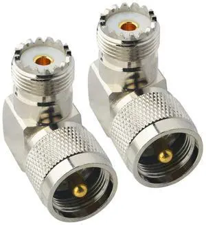 KEHIPI UHF Connector Right Angle Coax Connector UHF Male Plug PL259 to UHF Female Jack SO239 90 Degree L Shape Low Loss Coax Cable Connector RF Antenna Adapter Pack of 2