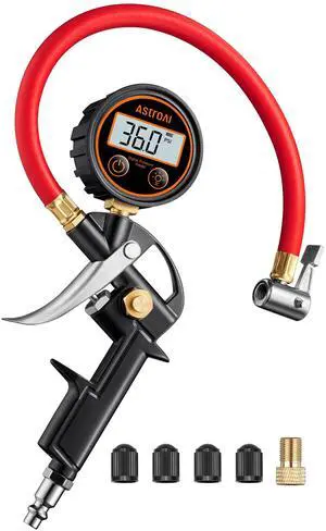KEHIPI  T1 Digital Tire Pressure Gauge with Inflator, 3-250 PSI Air Chuck with Pressure Gauge, Heavy Duty with Quick Connect Coupler, Calibrated to ANSI B40.7 Grade 2A