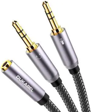 KEHIPI Gold-Plated & Strong Braided Y Splitter Audio Cable - Separate Microphone & Headphone Port Gaming Headset Earphone Adapter - TopSeries (12inch / 30cm)