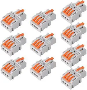 KEHIPI 10PCS Lever Wire ConnectorsLever Wire Connectors, Quick Wiring Cable Connector Push-in Conductor Terminal Block(1 in 3 Out) KEHIPI 10PCS Lever Wire ConnectorsLever Wire Connectors, Quick Wiring Cable Connector Push-in Conductor Terminal Block(1 in 3 Out)