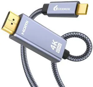 KEHIPI USB-C to HDMI Cable 4K@60Hz, 6.56ft, Compatible with USB-C Laptops and Tablets, Supports HDMI Capture Devices, Plug & Play, Works with Thunderbolt 3 & 4 Ports