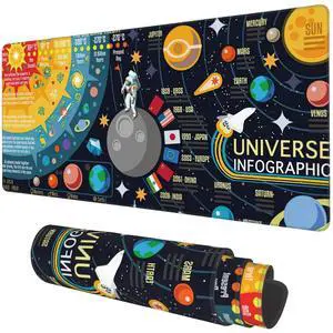 KEHIPI Desk Mat,3D Solar System Galaxy Infographic Extended Gaming Mouse Pad Large,35.4"x15.7" Big Mouse Pad with Non-Slip Base and Stitched Edge, Long Computer Keyboard Mouse Mat for Home Office Work KEHIPI Desk Mat,3D Solar System Galaxy Infographic Extended Gaming Mouse Pad Large,35.4"x15.7" Big Mouse Pad with Non-Slip Base and Stitched Edge, Long Computer Keyboard Mouse Mat for Home Office Work