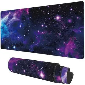 KEHIPI Desk Mat, Galaxy Nebula Universe Space Extended Gaming Mouse Pad Large, Big Mouse Pad with Non-Slip Base and Stitched Edge, Long Computer Keyboard Mouse Mat for Home Office KEHIPI Desk Mat, Galaxy Nebula Universe Space Extended Gaming Mouse Pad Large, Big Mouse Pad with Non-Slip Base and Stitched Edge, Long Computer Keyboard Mouse Mat for Home Office
