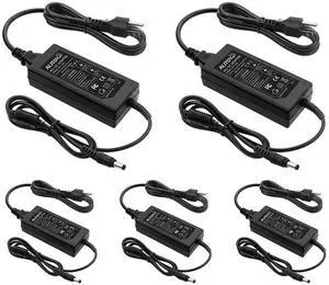 KEHIPI 12V DC Power Supply 6A 72W AC Adapter 100~240V 50-60hz 12 Volt Transfomer 6 Amp 5A 4A 3A AC to DC Converter with 5.5x2.5mm 2.1mm Plug for LED Strip Light CCTV Camera Pump Fan,5-Pack