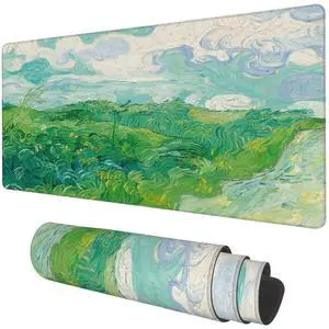 KEHIPI Desk Mat, Field Landscape Oil Painting Extended Gaming Mouse Pad Large, 35.4"x15.7" Big Mouse Pad with Non-Slip Base and Stitched Edge, Long Computer Keyboard Mouse Mat for Home Office Work KEHIPI Desk Mat, Field Landscape Oil Painting Extended Gaming Mouse Pad Large, 35.4"x15.7" Big Mouse Pad with Non-Slip Base and Stitched Edge, Long Computer Keyboard Mouse Mat for Home Office Work
