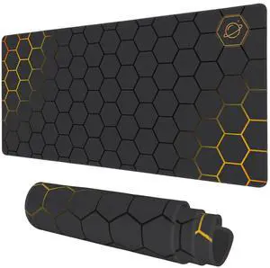KEHIPI Desk Mat, Black Gold Honeycomb Technology Extended Gaming Mouse Pad Large, 35.4"x15.7" Big Mouse Pad with Non-Slip Base and Stitched Edge, Long Computer Keyboard Mouse Mat for Home Office Work KEHIPI Desk Mat, Black Gold Honeycomb Technology Extended Gaming Mouse Pad Large, 35.4"x15.7" Big Mouse Pad with Non-Slip Base and Stitched Edge, Long Computer Keyboard Mouse Mat for Home Office Work