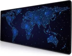 KEHIPI  Large Gaming Mouse Pad with Stitched Edges, Desk Pad Extended Keyboard Mat, Non-Slip Rubber Base Mousepads for Laptop, Office, Home, 31.5X11.8 inch Galaxy World Map