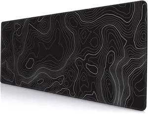 KEHIPI Gaming Mouse Pad, Large Topographic Mouse Pads for Desk, Non-Slip Rubber Base Mousepad, Keyboard Mouse Mat, Desk Pad with Stitched Edges, 31.5x11.8inch, Black Geographic Lines KEHIPI Gaming Mouse Pad, Large Topographic Mouse Pads for Desk, Non-Slip Rubber Base Mousepad, Keyboard Mouse Mat, Desk Pad with Stitched Edges, 31.5x11.8inch, Black Geographic Lines