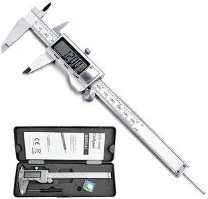 KEHIPI Digital Caliper, Caliper Measuring Tool with Stainless Steel, Electronic Micrometer Caliper with Large LCD Screen, Auto-Off Feature, Inch and Millimeter Conversion (6 Inch/150 mm)