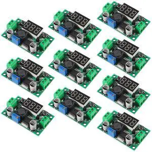 KEHIPI  10PCS LM2596 LM2596S DC-DC Buck Converter Voltage Regulator Adjustable DC to DC 4.0-40V to 1.25-37V 2A Power Supply Module with LED Voltmeter Display