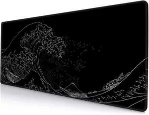 KEHIPI Gaming Mouse Pad, Large Mouse Pads for Desk, Non-Slip Rubber Base Mousepad, Keyboard Mouse Mat, Desk Pad with Stitched Edges, 31.5x11.8inch, The Great Wave Off Kanagawa