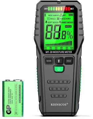 KEHIPI Pinless Moisture Meter for Drywall, Wood & Masonry  Non-Invasive Digital Moisture Detector with 19mm Depth, Flashlight, LCD Display  Ideal for Leak Detection & Water Damage