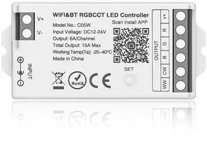 KEHIPI C05W RGBCCT PWM SMD FCOB (+ R G B C W) 6PIN LED Strip 2.4GHz Tuya WiFi Group Controller Alexa Google Home Control Match with WR01RF RC03RFB RC04RFB RC05RFB Remote
