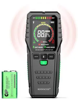 KEHIPI Pinless Moisture Meters Non-Invasive Digital Wood Moisture Tester Water Leak Detector for Wall,Lumber, building,Firewood,Humidity Tester (Black_Case)