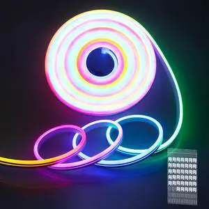 KEHIPI Neon Rope Light Addressable WS2811 RGB IC 32.8ft Room Decor Flexible Programmable Pixels Strip 24V Outdoor IP65 Waterproof (No Power Supply & Controller)