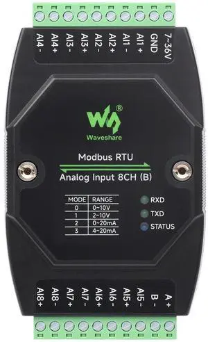 KEHIPI Industrial 8-Ch Analog Acquisition Module, 12-Bit High-Precision, Supports Voltage and Current Acquisition, DC 7~36V Wide Voltage Power Supply, 8-ch Voltage Mode, 0~10V