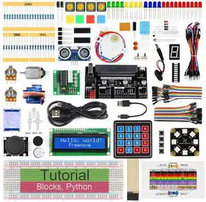 KEHIPI Ultimate Starter Kit for BBC Micro:bit (Not Included, Works with V1 & V2), 316-Page Detailed Tutorial, 224 Items, 44 Projects, Blocks and Python Code