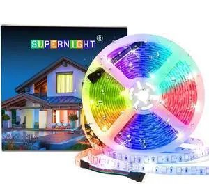 KEHIPI RGBWW LED Strip Light IP65 Waterproof RGB Color Changing Rope Lighting with Warm White 3500K Color 16.4ft 300leds 5050 Tape Light (RGB + Warm White)