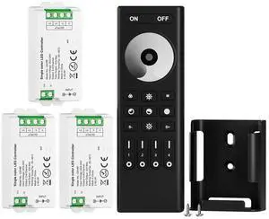 KEHIPI 5050SMD FCOB COB Dimming RF 2.4GHz Wireless Remote RC01RFB &3PCS C01RF Tuya Controller Kit 4 Zones Group Control PWM Single Color (+V -V) 2pin LED Neon Rope Light DC5V DC12V DC24V