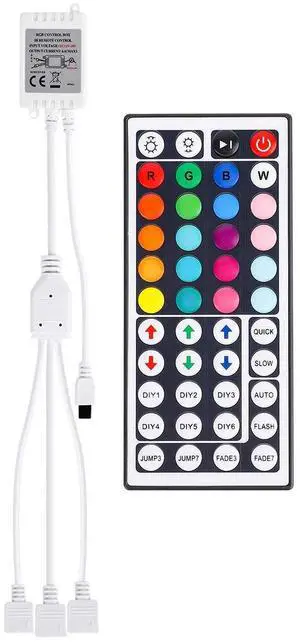 KEHIPI 1-to-3 Remote Controller Dimmer for RGB LED Strip Lights, One Remote Can Control 3pcs Light Strips Synchronously, for SMD 5050 2835 3528 Multi Color Changing Rope Lights (3 Ports)