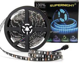 KEHIPI 16.4ft 5050 RGB Strip Waterproof Black PCB, 300 LED Color Changing Rope Lights for Bedroom, Christmas Day, Halloween Decoration