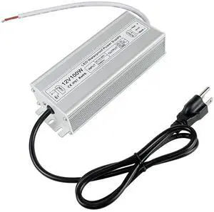 KEHIPI LED Power Supply, 12V 100W IP67 Waterproof Outdoor Driver, AC 110-260V to DC 12V 8.5A Low Voltage Transformer, Adapter with 3-Prong Plug for LED Light, Computer Project, Outdoor Use