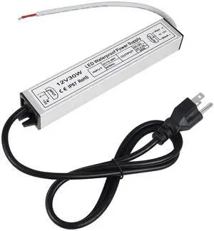 KEHIPI LED Power Supply 12V, 30W IP67 Waterproof Outdoor Driver,AC 110-260V to DC 12V 2.5A Low Voltage Transformer, Adapter with 3-Prong Plug for LED Light, Computer Project, Outdoor Use