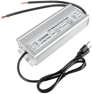 KEHIPI 400W 12V Power Supply, IP67 Waterproof Outdoor LED Driver, AC 90-140V to DC 12 Volt 33.3A Converter, Low Voltage Transformer with 3-Prong Plug for LED Light and Other 12V DC Products KEHIPI 400W 12V Power Supply, IP67 Waterproof Outdoor LED Driver, AC 90-140V to DC 12 Volt 33.3A Converter, Low Voltage Transformer with 3-Prong Plug for LED Light and Other 12V DC Products