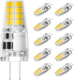 KEHIPI G4 LED Bulb T3 JC Bi-Pin Base Light Bulbs 3W AC/DC 12V 20W-25W T3 Halogen Bulb Replacement for Under Cabinet Puck Light, Chandeliers, Landscape Lighting, Warm White 3000K, 10 Pack