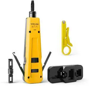 KEHIPI Punch Down Impact Tool with Punchdown Stand and Mini Wire Stripper Cutter for 90/180 Degree RJ45 Cat5/Cat5E/Cat6/Cat6A RJ11 RJ12 Keystone Jack, Network Cable CAT6/CAT5/CAT3 Stripper