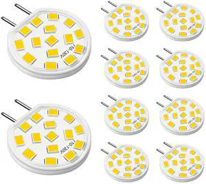 KEHIPI G8 LED Puck Light Bulb, 3W (30W-35W Halogen Equivalent), Dimmable, T4 JCD Type Bi-Pin Base, Warm White 3000K, 120V G8 Bulbs for Under Cabinet, Counter Lighting, 10 Pack