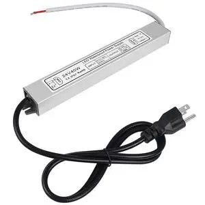 KEHIPI LED Power Supply, 24V 40W IP67 Waterproof Outdoor Driver, AC 90-140V to DC 24V 1.7A Low Voltage Transformer, Adapter with 3-Prong Plug for LED Light, Computer Project, Outdoor Use