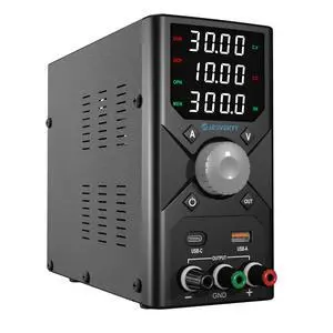 KEHIPI DC Power Supply Variable, 0-30V 0-10A Adjustable Switching DC Regulated Bench Power Supply with 20W USB & Type-C Quick-Charge, Encoder Knob, 4-Digit LED Display, Preset Memory - SPS-3010X