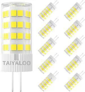 KEHIPI  G4 LED Bulbs 5W T3 40W Halogen Replacement 12V AC/DC JC Bi-Pin Base for Outdoor Landscape Lighting Deck Stair Step Path Lights, Daylight White 5000K, Non-Dimmable (10 Pack)